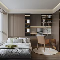 Modern Tatami Bedroom Interior Design With Tatami Bed Bookshelves Desk And Window Blinds