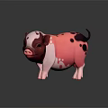 Cute Pink And White Piglet With Black Spots Standing On Reflective Surface