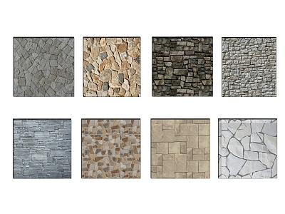 Rubble Stone Landscape Wall Culture Stone Natural Stone Retaining Wall Material Map 3d model