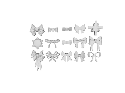 Decorative Ornament Set With Various Bows And Star Shaped Craft Decorations 3d model