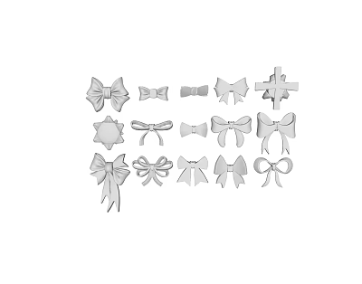 Decorative Ornament Set With Various Bows And Star Shaped Craft Decorations 3d model