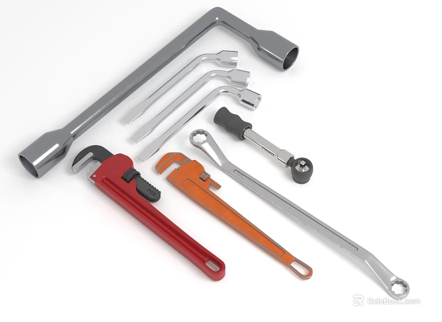 Essential Hardware Tools Including Adjustable Wrenches Socket Sets And Hex Keys For Home Repair 3d model 