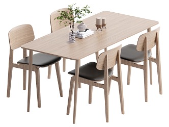 Dining Table and Chair Combination Log Style Dining Table and Chair Combination 3d model