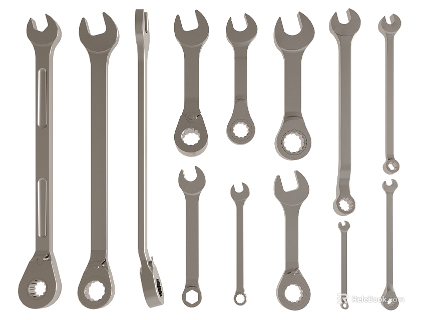 Professional Hardware Tools Featuring Different Sizes Of Wrenches For Repair Work 3d model 