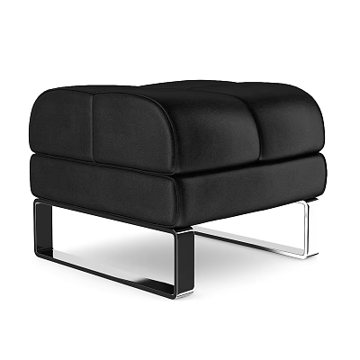 Black Leather Ottoman with Modern Metal Legs and Contemporary Design Features 3d model