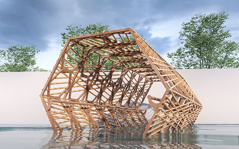 Modern gallery frame landscape gallery pavilion structure landscape framework landscape pavilion 3d model