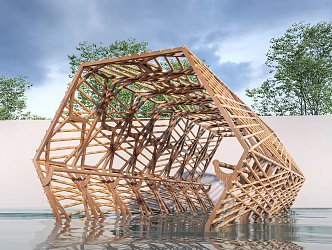 Modern gallery frame landscape gallery pavilion structure landscape framework landscape pavilion 3d model