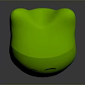 Green Cartoon Cat Character With Smiling Face Holding White Object Creature