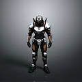 Futuristic Sci Fi Combat Armor 3D Model With Metallic Plates And Helmet