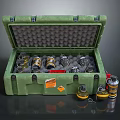 Open Green Equipment Case With Foam Padding Containing Multiple Tools And Yellow Black Devices