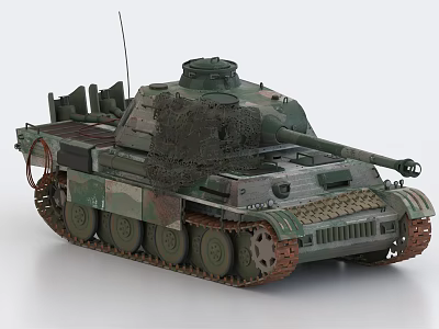 Military Tank With Camouflage Paint Tracks Turret Antenna And Detailed Armor 3d model