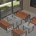 Elegant Modern Orange Sofa and White Coffee Table Set in Open Interior Space 3d model