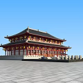 Chinese-style ancient building grand hall 3d model