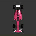 Pink Streamlined Formula 1 Race Car With Rear Wing Black Tires And Yellow Rims