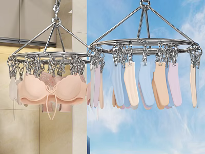 Practical Bathroom Accessories Metal Drying Rack with Multiple Clips for Underwear and Socks 3d model