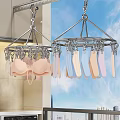 Practical Bathroom Accessories Metal Drying Rack with Multiple Clips for Underwear and Socks 3d model