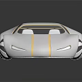 Futuristic White Car With Gold Stripes Sleek Design And Open Transparent Doors