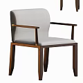 Modern Single Chair With Wooden Frame Upholstered Gray Seat And Armrest Design