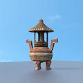 Traditional Household Decorative Item With Classical Design Umbrella Shaped Lid And Three Legged Base