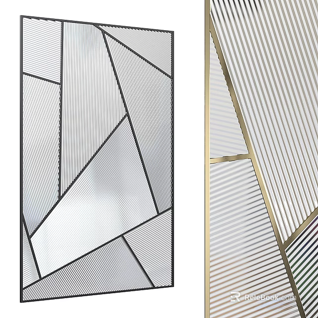 Modern Gate With Geometric Patterns And Gold Accents 3d model 