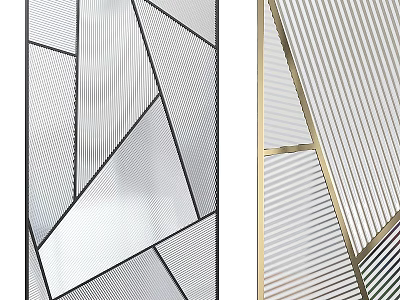 Modern Gate With Geometric Patterns And Gold Accents 3d model