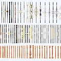 Decorative Wooden and Metal Balusters with Ornate Design Elements in Various Styles