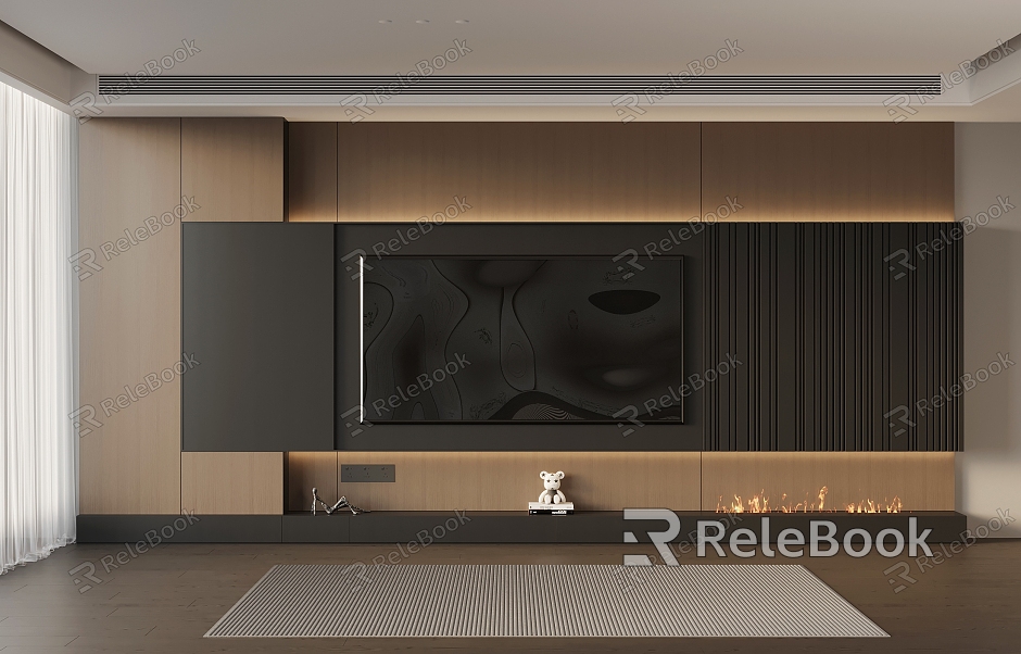 Italian minimalist TV background wall model