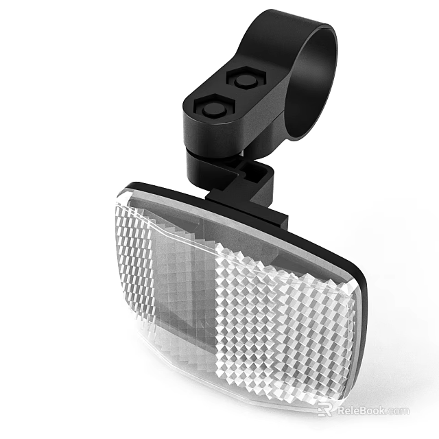 Black Bike Light Bracket Mount With Transparent Grid Pattern Reflector Cover 3d model 