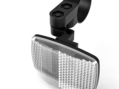 Black Bike Light Bracket Mount With Transparent Grid Pattern Reflector Cover 3d model