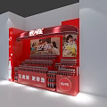 Coca-Cola Themed Display Shelf With Red Awning And Arranged Bottled Drinks 3d model