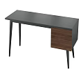 Modern Dressing Table With Black Top And Wooden Drawer Sleek Legs Design