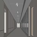 Modern Office Corridor Interior With Clean Lines Glass Partitions And Smooth Flooring
