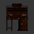 Traditional Wooden Desk With Intricate Carvings Storage Drawers And Shelf Compartments