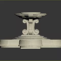 White Classical Carved Stone Fountain With Multi Tiered Base And Round Top