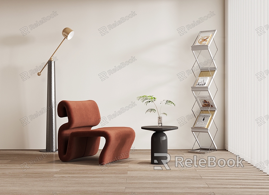 Leisure Chair Floor Lamp Side Corner Floor Bookshelf model