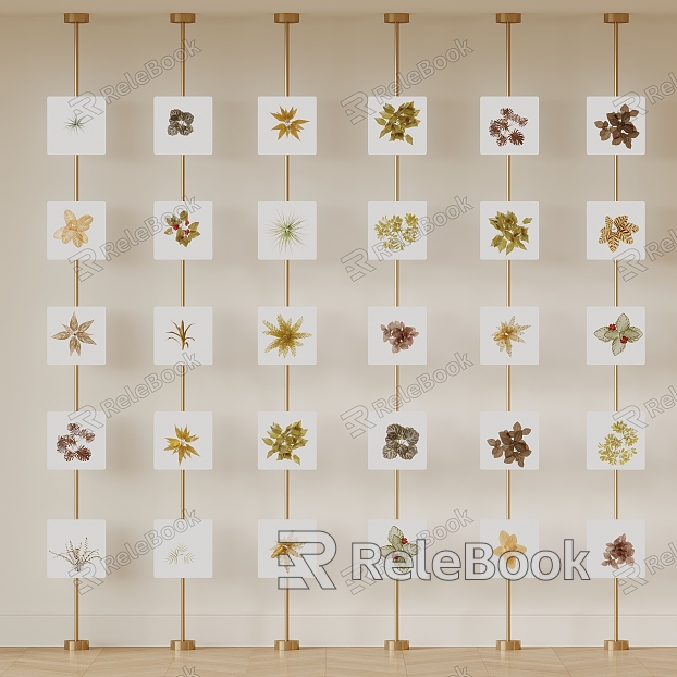 Modern plant specimen wall art background wall model