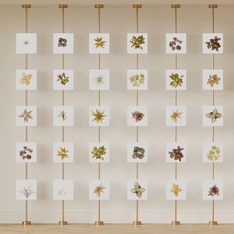 Modern plant specimen wall art background wall 3d model