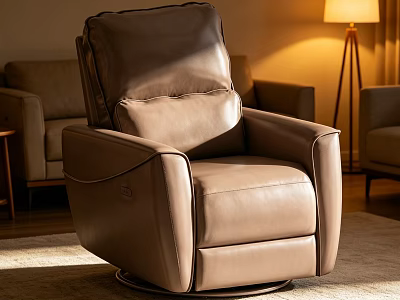 Modern Brown Leather Swivel Recliner Lounge Chair For Cozy Living Room Comfortable Home Relaxation 3d model