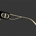 Stylish Modern Sunglasses Jewelry With Black Frame Blue Gradient Lens And Gold Accents