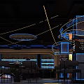 Modern Bar Interior Design With Neon Lighting Bar Counter Wine Racks And Seating