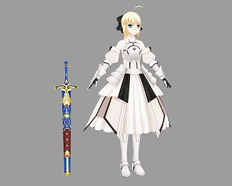 Modern Game Figure Game Character saber fate Artoleya Female Swordsman Knight King Arthur 3d model