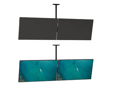 Dual Screen Ceiling Mounted TV With Blue Natural Scenery 3d model