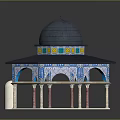 Traditional Dome Building Featuring Colorful Tile Decoration Octagonal Structure White Base And Columns