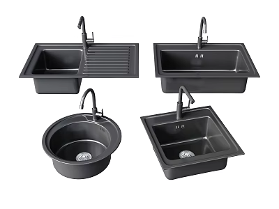 Black Kitchen Sinks With Faucet In Various Styles For Modern Kitchen 3d model