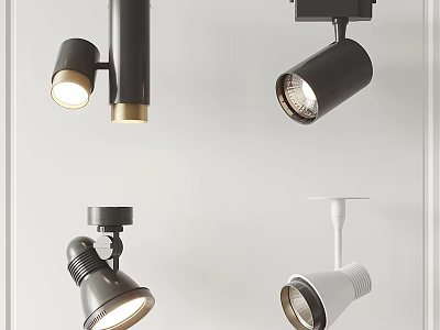 Modern Downlights And Spotlights In Black White For Home Interior Lighting 3d model
