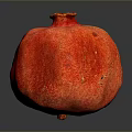 Ripe Juicy Red Whole Pomegranate Fruit On Dark Background With Reflection