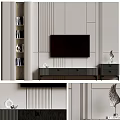 Modern TV Background Wall Design With Panel Decor TV Stand And Ornaments 3d model