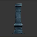 Blue Layered Column Featuring Ornate Base Top And 3D Model Design 3d model