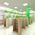 Minlian Specialty Store Clean Interior With Wooden Shelves Green Signs And Ceiling Lights