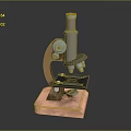 Vintage Microscope With Copper Base And Metal Structure As Decorative Household Item